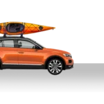 Véhicule orange avec kayak sur le toit, assurance auto (petit icon)